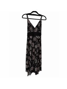 Vintage Volume One Dresses Maxi Dress Womens L Black Ivory Abstract Handkerchief